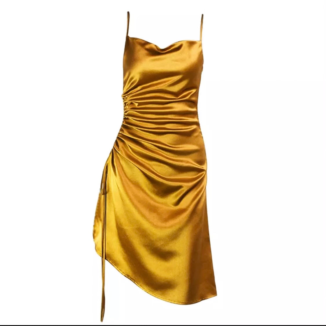 Gema Yellow Satin Midi Dress – Moreno's Wear